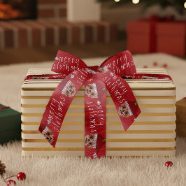 Merry Slothmas Santa Sloth Red Christmas Ribbon Satinband