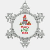 Merry Slothmas Schneeflocken Zinn-Ornament (Vorderseite)