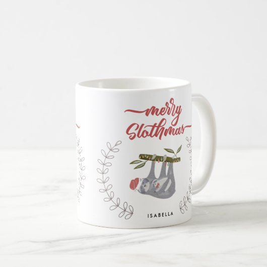 Merry Slothmas Sloth Inspiriert Personalisierter U Kaffeetasse (VorderseiteRechts)