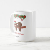 Merry Slothmas Sloth Weihnachtsfeier Tasse (Vorderseite Links)