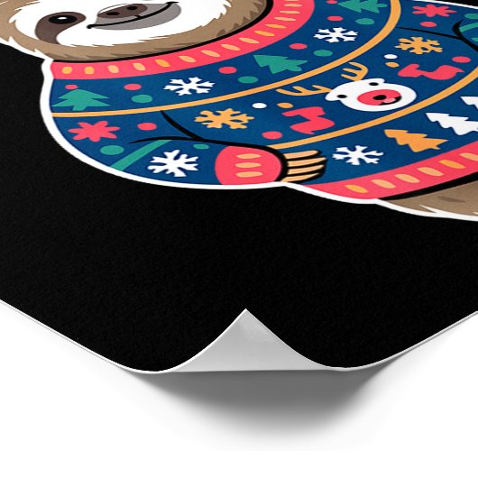 Merry Slothmas Sweater Funny Sloth Christmas Pajam Poster (Ecke)