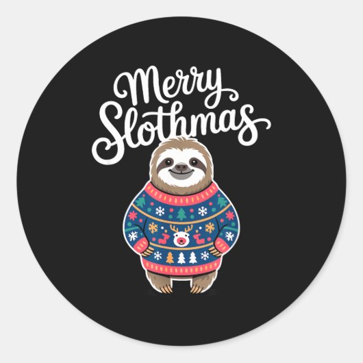 Merry Slothmas Sweater Funny Sloth Christmas Pajam Runder Aufkleber (Vorderseite)