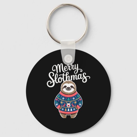 Merry Slothmas Sweater Funny Sloth Christmas Pajam Schlüsselanhänger (Vorderseite)
