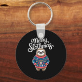 Merry Slothmas Sweater Funny Sloth Christmas Pajam Schlüsselanhänger (Vorderseite)