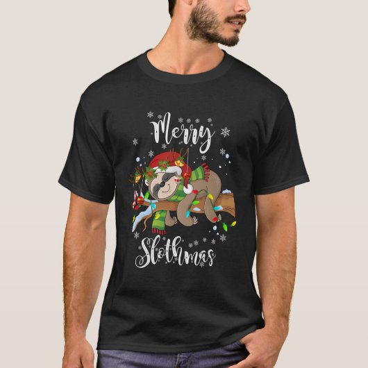 Merry Slothmas T Shirt Weihnachten Pajama für Slot (Vorderseite)