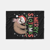 Merry Slothmas Weihnachtsmannmütze Pajamas Sloth L Fleecedecke (Vorderseite (Horizontal))