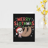 Merry Slothmas Weihnachtsmannmütze Pajamas Sloth L Karte (Gelbe Blume)