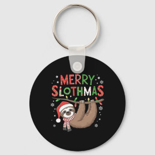 Merry Slothmas Weihnachtsmannmütze Pajamas Sloth L Schlüsselanhänger
