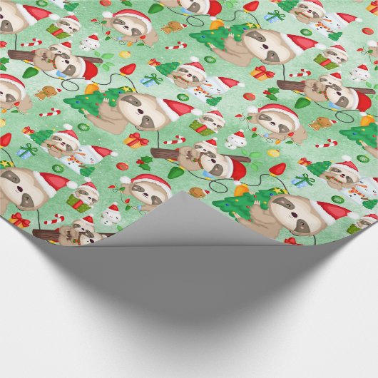 Merry Slothmas Wrapping Paper Roll Geschenkpapier (Ecke)