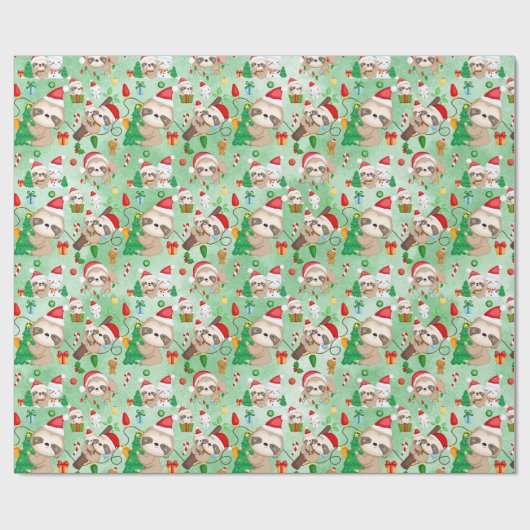 Merry Slothmas Wrapping Paper Roll Geschenkpapier (Flach)