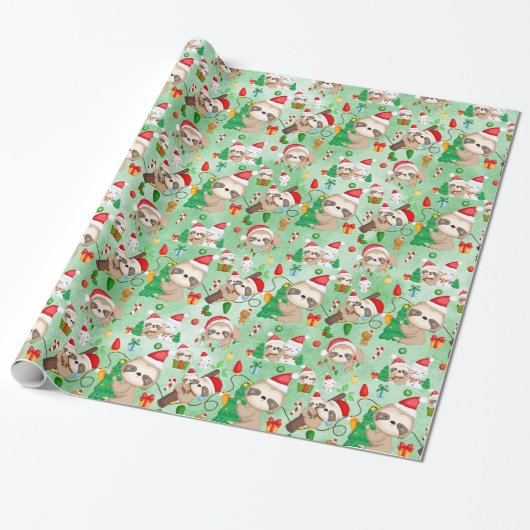 Merry Slothmas Wrapping Paper Roll Geschenkpapier (Ungerollt)