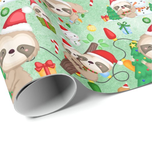 Merry Slothmas Wrapping Paper Roll Geschenkpapier (Rolleneckpunkt)
