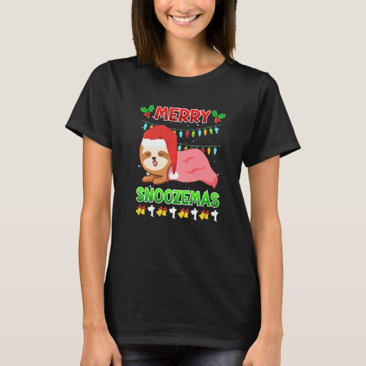 Merry Snoozemas sloth laziness Ugly Christmas T-Shirt (Vorderseite)