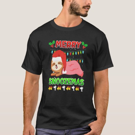 Merry Snoozemas sloth laziness Ugly Christmas T-Shirt (Vorderseite)