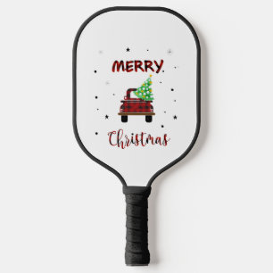 Merry Snow Christmas Buffalo Farm Truck Tree T Shi Pickleball Schläger