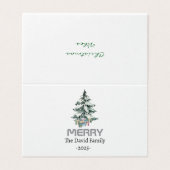 Merry Snow Watercolor Pine xmas botanischer Baum (Außenseite Aufgefaltet)