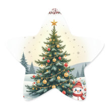 Merry Snow Watercolor Weihnachtsbaum Geschenke