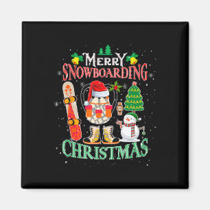 Merry Snowboarden Weihnachten Weihnachtsmannmütze Magnet