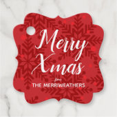 Merry Snowflake Gift Tag Red Geschenkanhänger (Vorderseite)