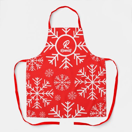 Merry Snowflake Red Schürze (Vorderseite)