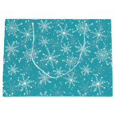 MERRY Snowflakes Blue Große Geschenktüte (Vorderseite)