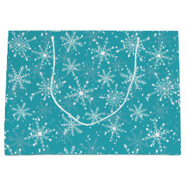 MERRY Snowflakes Blue Große Geschenktüte