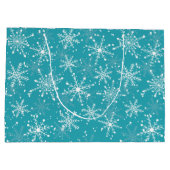 MERRY Snowflakes Blue Große Geschenktüte (Rückseite)