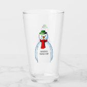 Merry Snowman auf einem Glass Cup Glas (Rückseite)