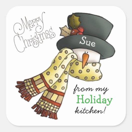 Merry Snowman Custom Holiday Baking Stickers (Vorderseite)