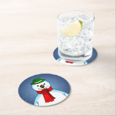 Merry Snowman Runder Pappuntersetzer (Vor Ort)