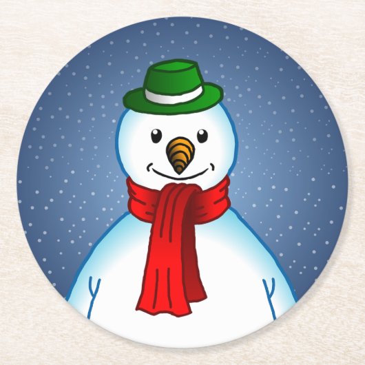 Merry Snowman Runder Pappuntersetzer (Vorderseite)