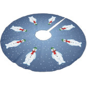 Merry Snowman Tree Skirt Polyester Weihnachtsbaumdecke (Schrägansicht)
