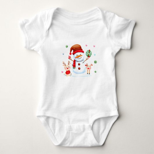 Merry Snowman und Bright Baby Rentiers Baby Strampler (Vorderseite)