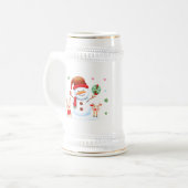Merry Snowman und Bright Baby Rentiers Bierglas (Vorderseite Links)