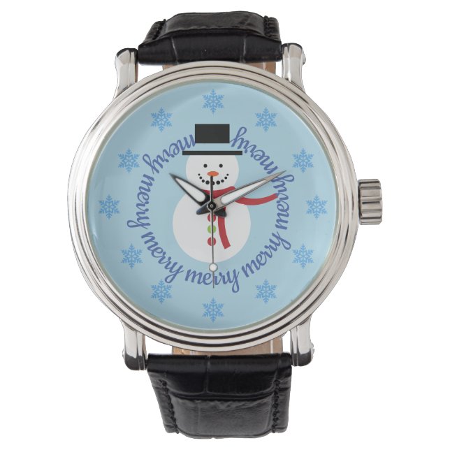 Merry Snowman Winter Watch Armbanduhr (Vorderseite)