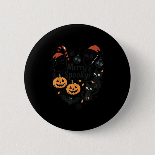 Merry Soky Halloween Christmas Cute Cats Pumpkins Button (Vorderseite)