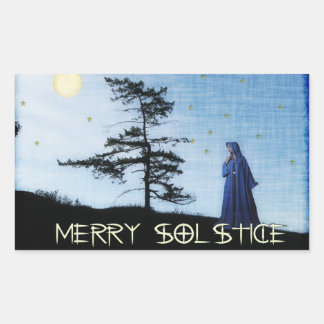 Merry Solstice Night Rechteckiger Aufkleber