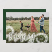 Merry Sparkle Hand Briefe Foto Weihnachtskarte Einladung (Vorne/Hinten)