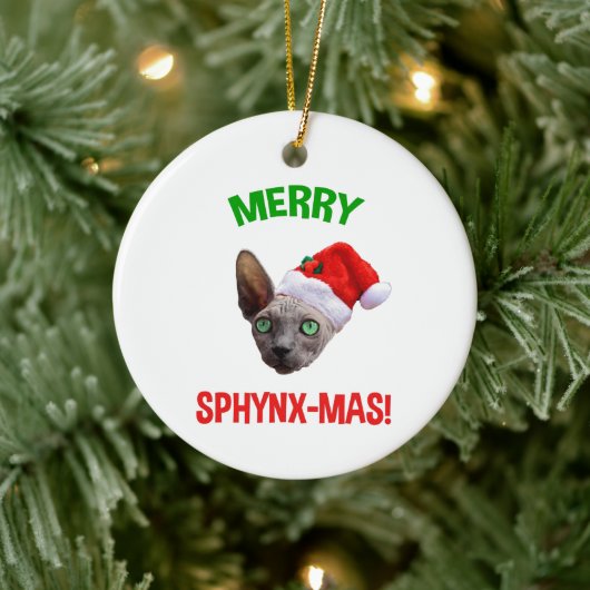 Merry Sphynx-Mas Funny Christmas Sphynx Cat Lover Keramik Ornament (Baum)