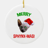 Merry Sphynx-Mas Funny Christmas Sphynx Cat Lover Keramik Ornament (Hinten)