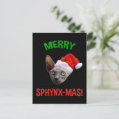 Merry Sphynx-Mas Funny Christmas Sphynx Cat Lover Postkarte (Stehend Vorderseite)