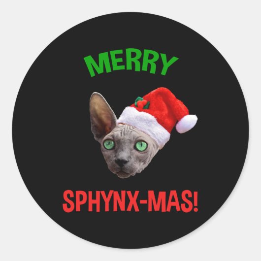 Merry Sphynx-Mas Funny Christmas Sphynx Cat Lover Runder Aufkleber (Vorderseite)