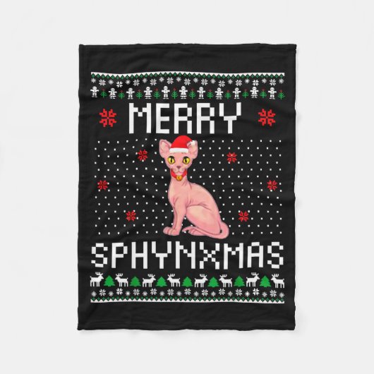 Merry Sphynxmas Sphynx Cat Lover Christmas Ugly Me Fleecedecke (Vorderseite)