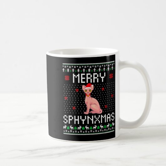 Merry Sphynxmas Sphynx Cat Lover Christmas Ugly Me Kaffeetasse (Rechts)