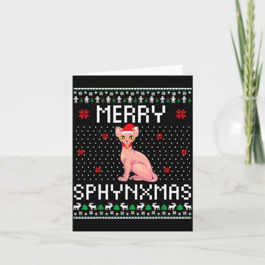 Merry Sphynxmas Sphynx Cat Lover Christmas Ugly Me Karte (Vorderseite)