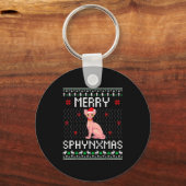 Merry Sphynxmas Sphynx Cat Lover Christmas Ugly Me Schlüsselanhänger (Vorderseite)