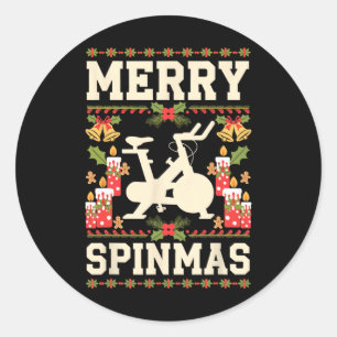 Merry Spinmas Spin-Bike Ugly Weihnachten Weihnacht Runder Aufkleber