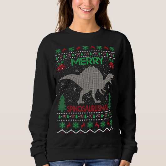Merry Spinosaurus Xmas Ugly Spinosaurus Weihnachte Sweatshirt (Vorderseite)