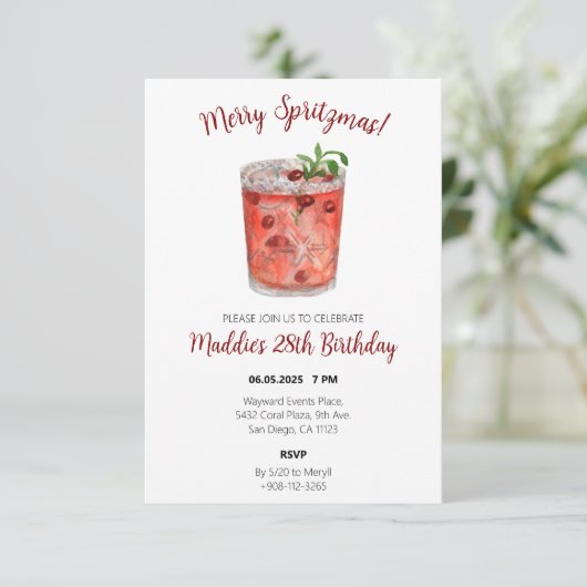 Merry Spritzmas Weihnachtsfeiertag Party Einladung (Stehend Vorderseite)