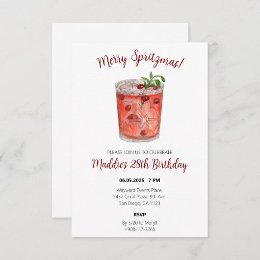 Merry Spritzmas Weihnachtsfeiertag Party Einladung (Vorne/Hinten)